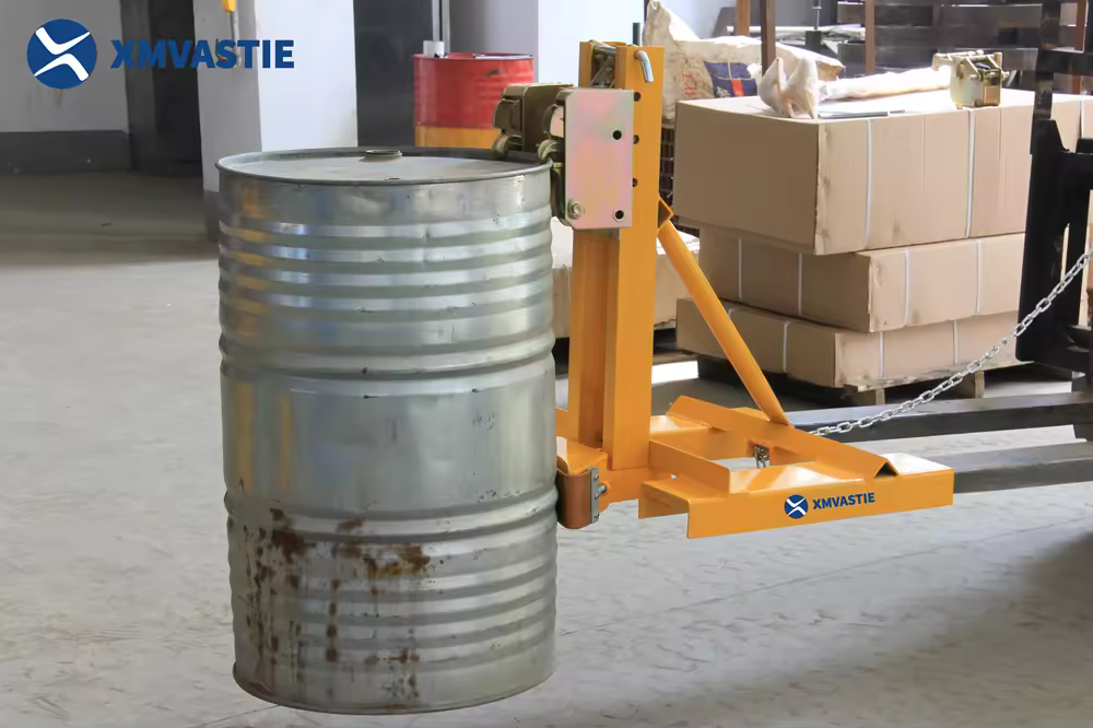 High Quality Hydraulic Drum Pourer Manual Drum Stacker Oil Drum Lifter Forklift Attachment on sale 2
